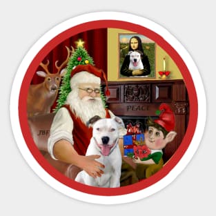 Santa at Home with his White Pit Bull Sticker